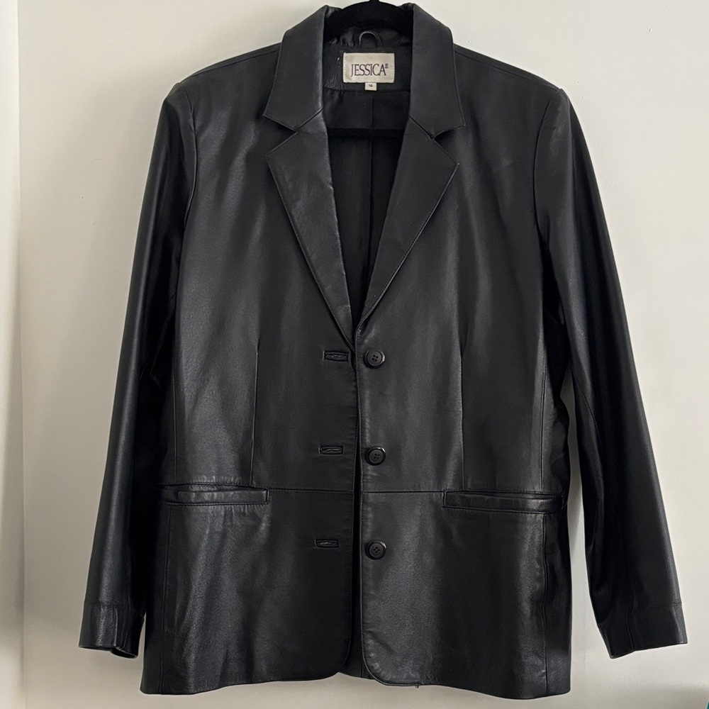 Black Genuine Leather Blazer Jessica Brand - Excellent Quality - Sz: Medium